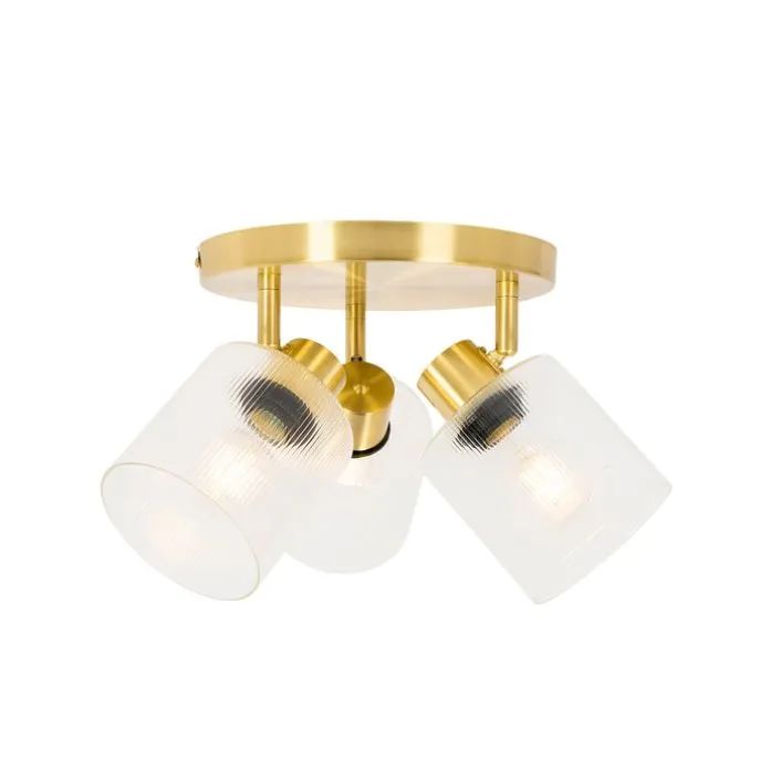 Deckenstrahler Gold mit Glas 3-flammig verstellbar rund - Laura
