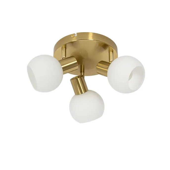 Deckenstrahler Gold mit Opalglas 3-flammig verstellbar - Anouk