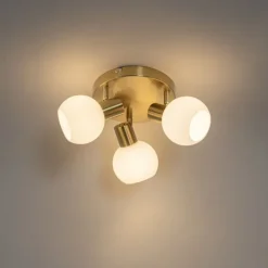 Deckenstrahler Gold mit Opalglas 3-flammig verstellbar - Anouk