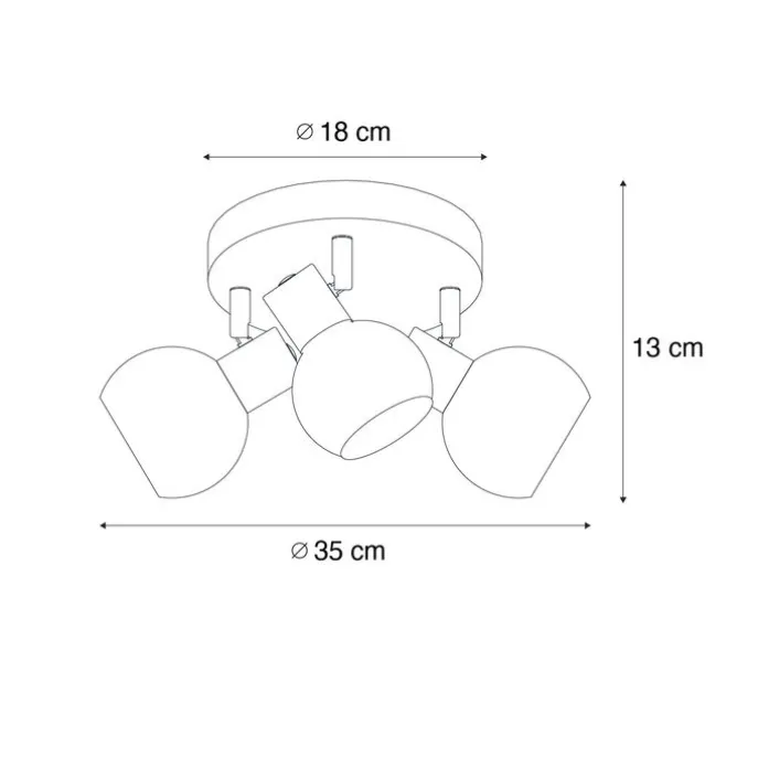Deckenstrahler Gold mit Opalglas 3-flammig verstellbar - Anouk