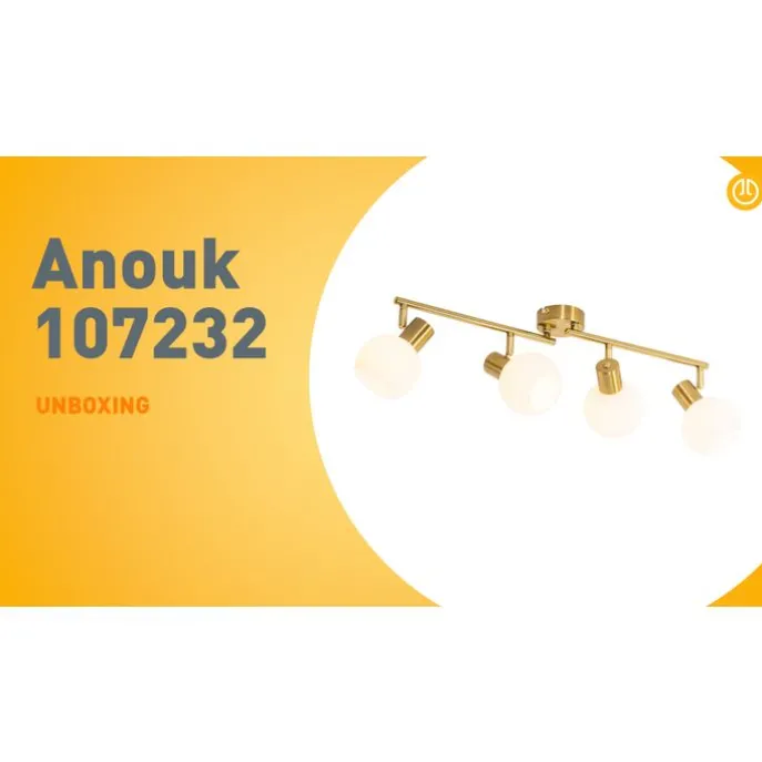 Deckenstrahler Gold mit Opalglas 4-flammig verstellbar - Anouk