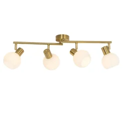 Deckenstrahler Gold mit Opalglas 4-flammig verstellbar - Anouk