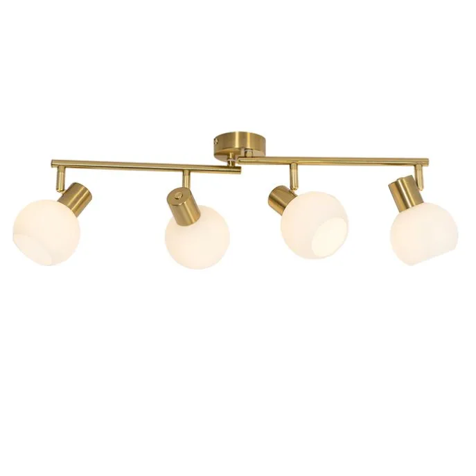 Deckenstrahler Gold mit Opalglas 4-flammig verstellbar - Anouk