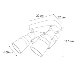 Deckenstrahler quadratisch dunkelbronzefarben GU10 50 mm 4-flammig - Stanley