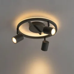 Deckenstrahler schwarz GU10 50mm 3-flammig rund inkl. Hintergrundbeleuchtung - Back Up