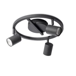 Deckenstrahler schwarz GU10 50mm 3-flammig rund inkl. Hintergrundbeleuchtung - Back Up