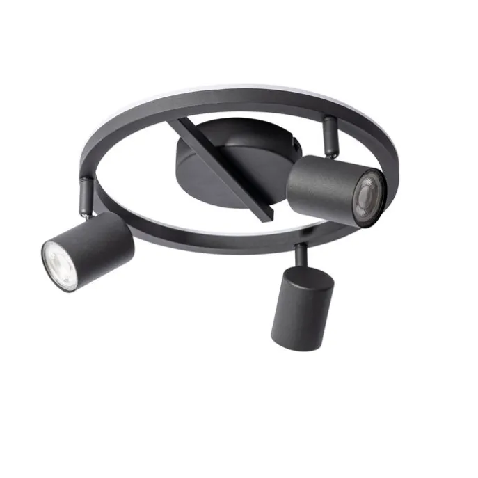 Deckenstrahler schwarz GU10 50mm 3-flammig rund inkl. Hintergrundbeleuchtung - Back Up