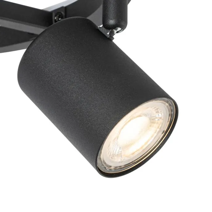 Deckenstrahler schwarz GU10 50mm 3-flammig rund inkl. Hintergrundbeleuchtung - Back Up