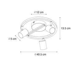Deckenstrahler schwarz GU10 50mm 3-flammig rund inkl. Hintergrundbeleuchtung - Back Up