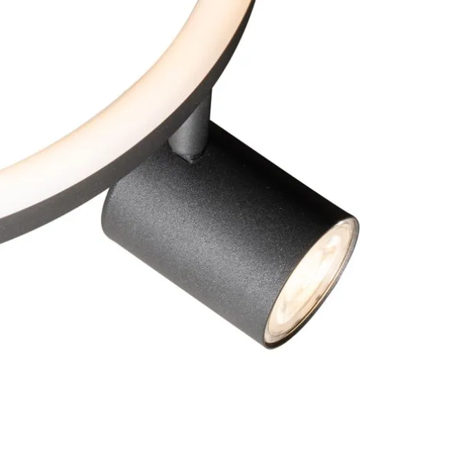 Deckenstrahler schwarz GU10 50mm 3-flammig rund inkl. Hintergrundbeleuchtung - Back Up