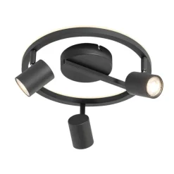 Deckenstrahler schwarz GU10 50mm 3-flammig rund inkl. Hintergrundbeleuchtung - Back Up