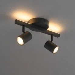 Deckenstrahler schwarz GU10 50mm 2-flammig inkl. Hintergrundbeleuchtung - Back Up