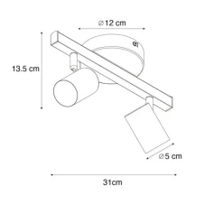 Deckenstrahler schwarz GU10 50mm 2-flammig inkl. Hintergrundbeleuchtung - Back Up
