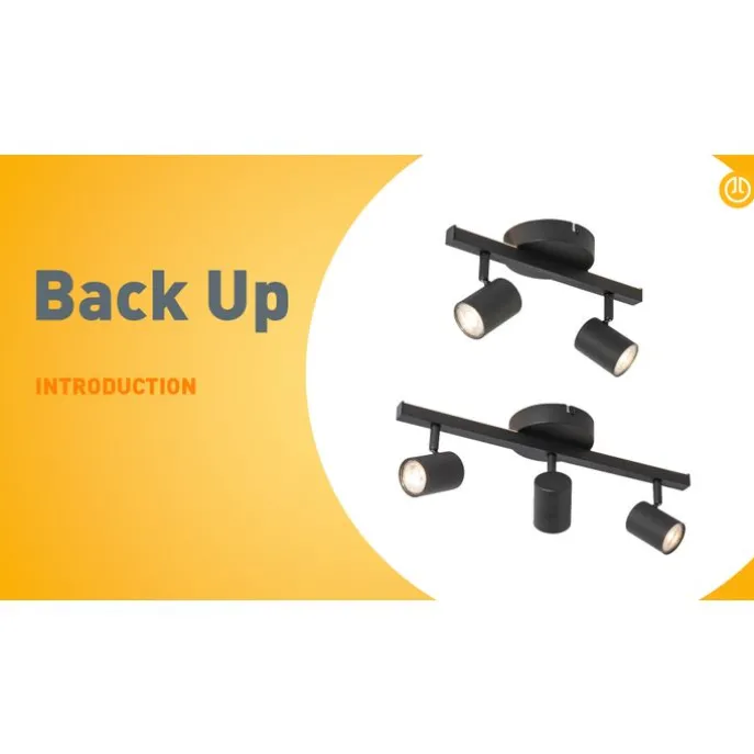 Deckenstrahler schwarz GU10 50mm 2-flammig inkl. Hintergrundbeleuchtung - Back Up