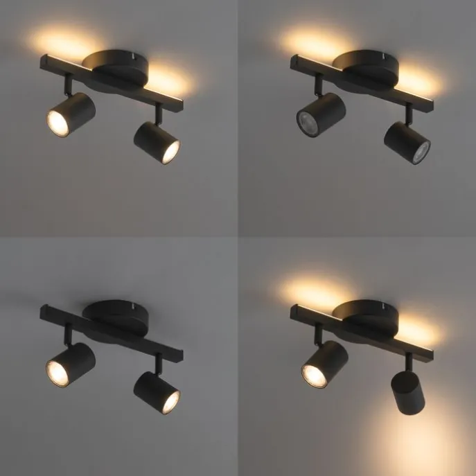 Deckenstrahler schwarz GU10 50mm 2-flammig inkl. Hintergrundbeleuchtung - Back Up