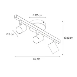 Deckenstrahler schwarz GU10 50mm 3-flammig inkl. Hintergrundbeleuchtung - Back Up