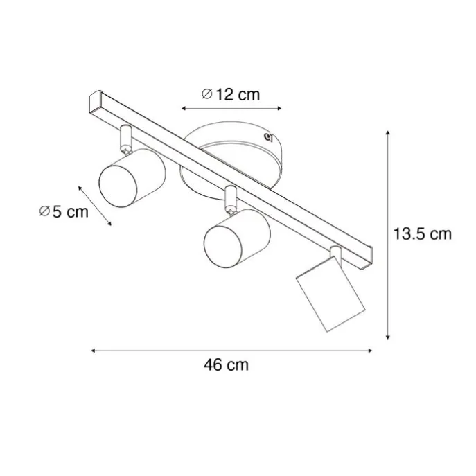 Deckenstrahler schwarz GU10 50mm 3-flammig inkl. Hintergrundbeleuchtung - Back Up