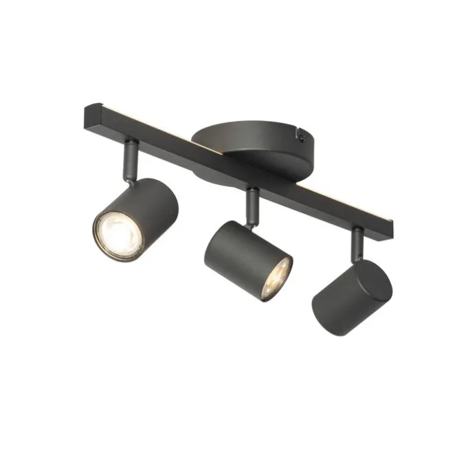 Deckenstrahler schwarz GU10 50mm 3-flammig inkl. Hintergrundbeleuchtung - Back Up