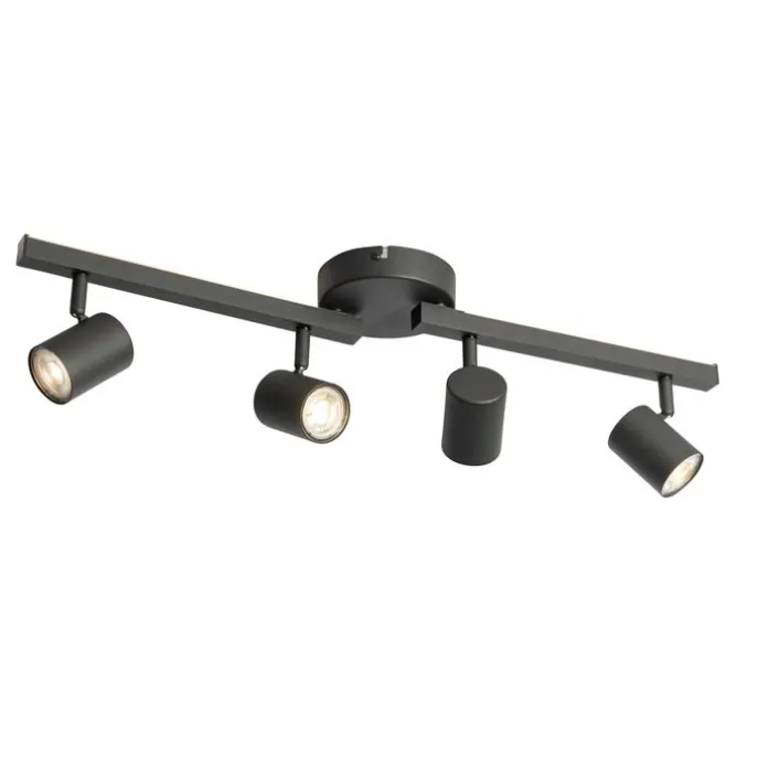 Deckenstrahler schwarz GU10 50mm 4-flammig inkl. Hintergrundbeleuchtung - Back Up