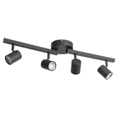 Deckenstrahler schwarz GU10 50mm 4-flammig inkl. Hintergrundbeleuchtung - Back Up