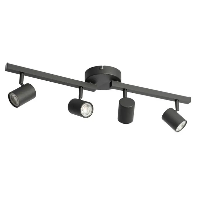 Deckenstrahler schwarz GU10 50mm 4-flammig inkl. Hintergrundbeleuchtung - Back Up