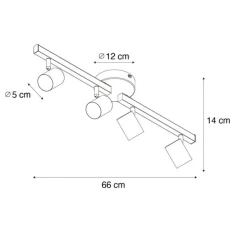 Deckenstrahler schwarz GU10 50mm 4-flammig inkl. Hintergrundbeleuchtung - Back Up