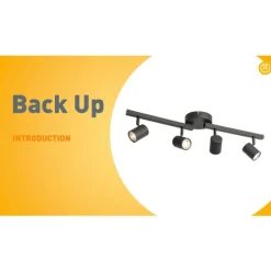 Deckenstrahler schwarz GU10 50mm 4-flammig inkl. Hintergrundbeleuchtung - Back Up