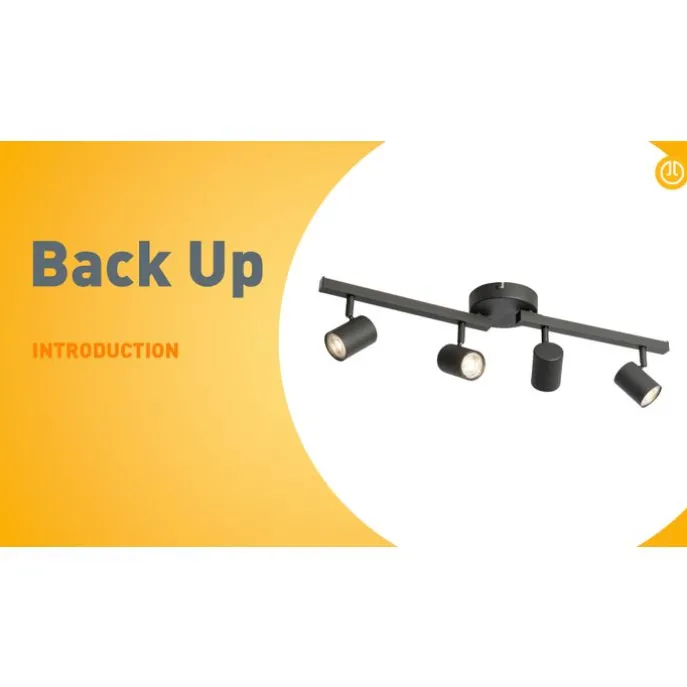 Deckenstrahler schwarz GU10 50mm 4-flammig inkl. Hintergrundbeleuchtung - Back Up