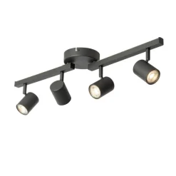 Deckenstrahler schwarz GU10 50mm 4-flammig inkl. Hintergrundbeleuchtung - Back Up