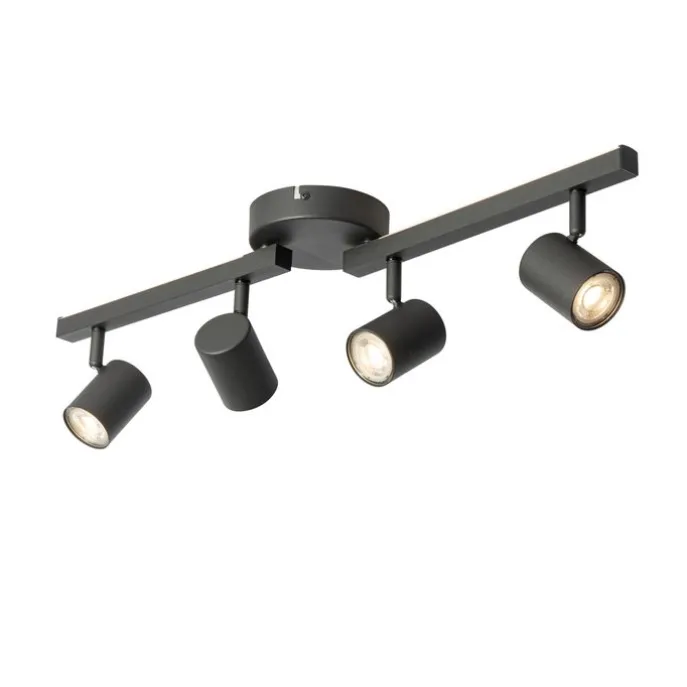 Deckenstrahler schwarz GU10 50mm 4-flammig inkl. Hintergrundbeleuchtung - Back Up