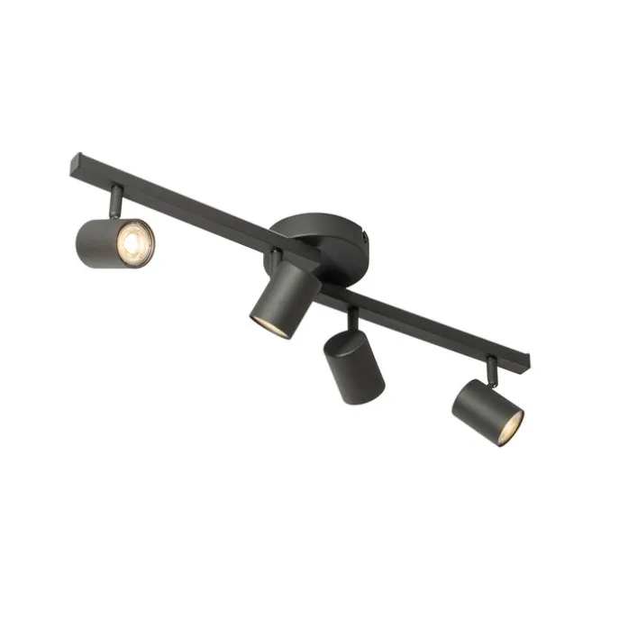 Deckenstrahler schwarz GU10 50mm 4-flammig inkl. Hintergrundbeleuchtung - Back Up