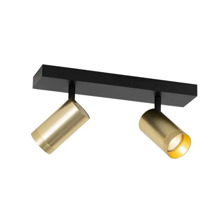 Deckenstrahler schwarz mit goldenem verstellbarem 2-Licht - Jeana Luxe