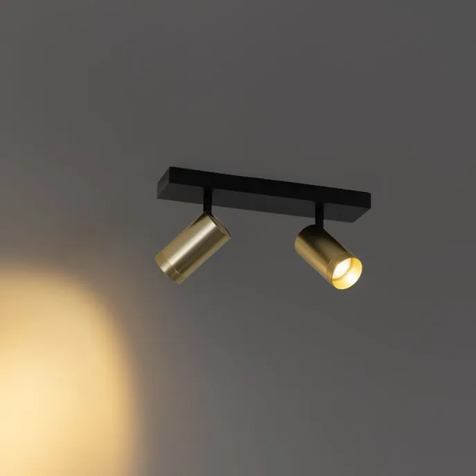Deckenstrahler schwarz mit goldenem verstellbarem 2-Licht - Jeana Luxe