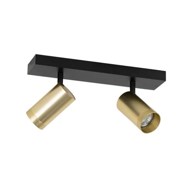 Deckenstrahler schwarz mit goldenem verstellbarem 2-Licht - Jeana Luxe