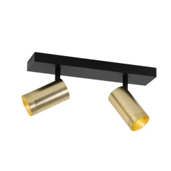 Deckenstrahler schwarz mit goldenem verstellbarem 2-Licht - Jeana Luxe