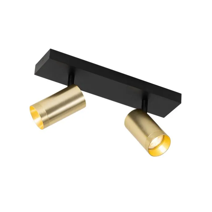 Deckenstrahler schwarz mit goldenem verstellbarem 2-Licht - Jeana Luxe