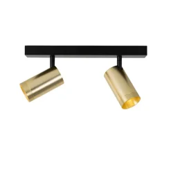 Deckenstrahler schwarz mit goldenem verstellbarem 2-Licht - Jeana Luxe