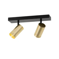 Deckenstrahler schwarz mit goldenem verstellbarem 2-Licht - Jeana Luxe