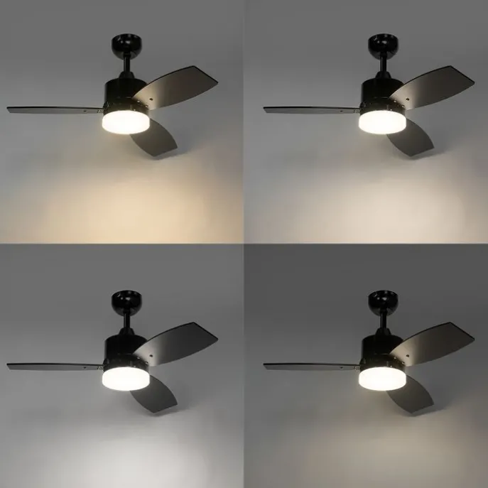 Deckenventilator für Außenbereich schwarz 91,3 cm inkl. LED Dimmbar mit Fernbedienung IP44 - Toledo