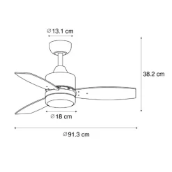 Deckenventilator für Außenbereich schwarz 91,3 cm inkl. LED Dimmbar mit Fernbedienung IP44 - Toledo
