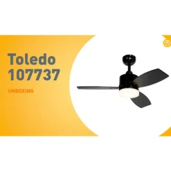 Deckenventilator für Außenbereich schwarz 91,3 cm inkl. LED Dimmbar mit Fernbedienung IP44 - Toledo