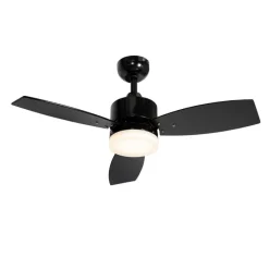 Deckenventilator für Außenbereich schwarz 91,3 cm inkl. LED Dimmbar mit Fernbedienung IP44 - Toledo