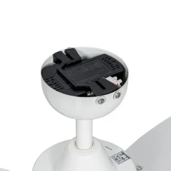 Deckenventilator für Außenbereich weiß mit Holzaufdruck 91,3 cm inkl. LED Dimmbar mit Fernbedienung IP44 - Toledo