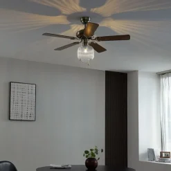 Deckenventilator Messing mit Holz 107,5 cm mit Zugschalter - Mistral Karel