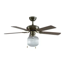 Deckenventilator Messing mit Holz 107,5 cm mit Zugschalter - Mistral Karel