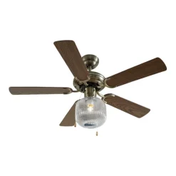 Deckenventilator Messing mit Holz 107,5 cm mit Zugschalter - Mistral Karel