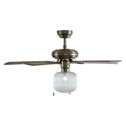 Deckenventilator Messing mit Holz 107,5 cm mit Zugschalter - Mistral Karel