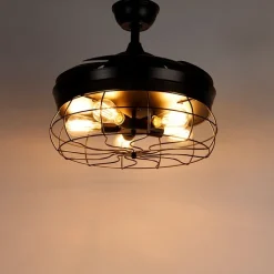 Deckenventilator schwarz mit einziehbaren Flügeln 107cm 5-flammig mit Fernbedienung - Gaiola