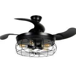 Deckenventilator schwarz mit einziehbaren Flügeln 107cm 5-flammig mit Fernbedienung - Gaiola