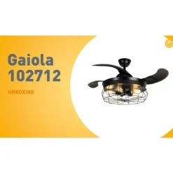 Deckenventilator schwarz mit einziehbaren Flügeln 107cm 5-flammig mit Fernbedienung - Gaiola